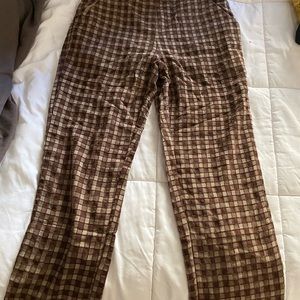 12th tribe brown checkered trousers